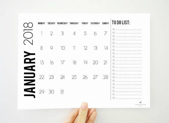 To Do List Printable Calendar 2018 Calendar Monthly