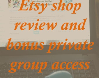 Etsy shop critique and SEO review with bonus private group access for ongoing support, how to get more traffic to your Etsy shop.