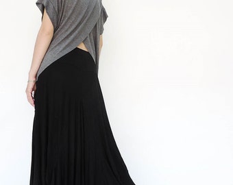 NO.149 Dusty Gray Cotton-Blend Jersey Cross Back Top T-Shirt