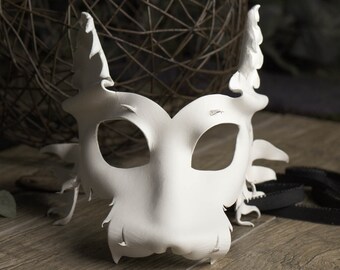 Leather Wolf Mask for Men and Women in White