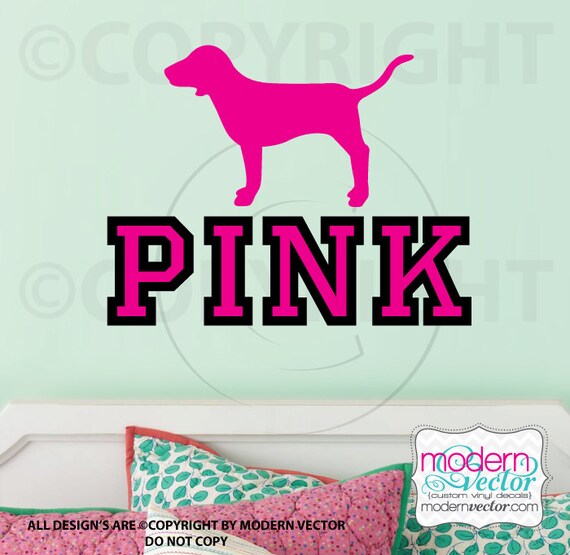 Victoria's Secret PINK logo with Dog Vinyl Wall Decal