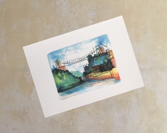 Watercolour Clifton Suspension Bridge, Bristol, Greetings Card