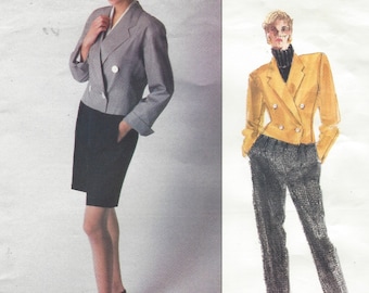 80s Perry Ellis Womens Jacket & Raised Waist Shorts and Pants Vogue Sewing Pattern 2113 Size 14 Bust 36 UnCut Vogue American Designer