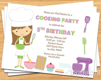 Kids Baking Birthday Party Invitation - Printable
