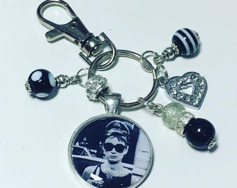 Audrey Hepburn keyring, Audrey Hepburn keychain, breakfast at Tiffany