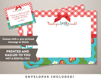 Strawberry Thank You Cards Strawberry Birthday Thank You