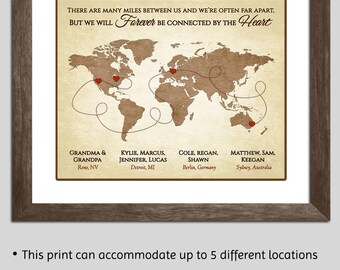 Personalized Gift For Grandparents - Long Distance Grandparents Gift - Gift From Grandchildren - Family Map - Nana and Papa Gift -