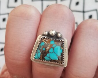 Handcrafted Natural Sierra Nevada Turquoise Sterling Silver Ring Size 6 US