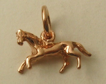 Genuine SOLID 9K 9ct ROSE GOLD 3D Horse Animal Racing charm/pendant