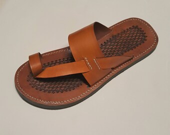 Handmade Tan Leather Sandals, Men’s Sandals, Men’s Leather Shoes Flip Flops Flats
