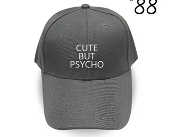 Cute But Psycho Baseball Hat Fashion Grunge Horror Hipster Embroidery Hat Cool Hat Cotton Cap Cotton Pinterest Instagram Tumblr