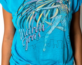 The Vintage 50/50 Turquoise Blue Mardi Gras New Orleans Louisiana Tshirt