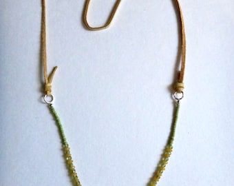 Amazonite Gemstone Beaded Necklace on Leather Strap