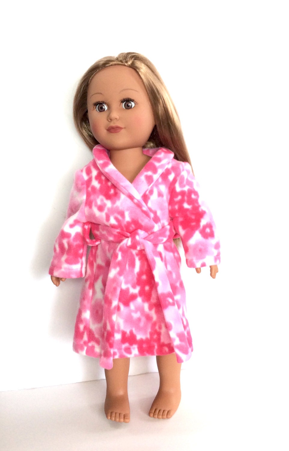 18 Inch Doll Robe Pink Floral Bathrobe Spa Robe 18 Inch