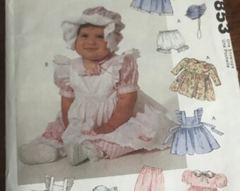 Vintage McCalls Baby Pinafore / Bonnet Pattern 6853