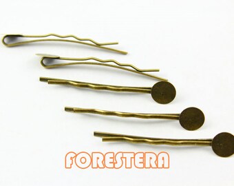 50Pcs Antique Brass Bobby Pins Hair Clips 42mm (PND066)