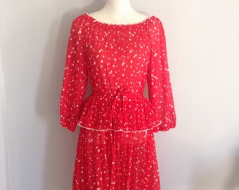 Vintage Red Polka Dot Dress 'Forever Young' Size Medium