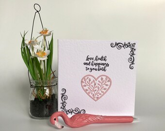Wedding Card - Love, health and happiness to you both with decorative borders (W02)