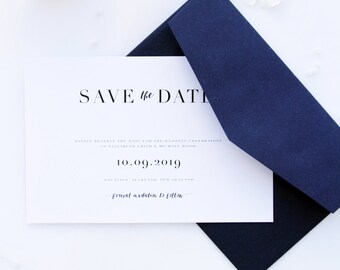 Loretta Classy and Elegant Navy Blue Save the Date Cards, Printable Save the Date Cards or Printed Save the Date, Classy Stationery Wedding