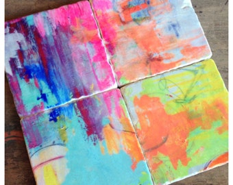 Painterly- stone coaster set