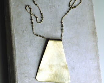 Long Statement Necklace, Geometric Necklace, Long Pendant, Brass Necklace, Long Necklace, Layering Necklace, Bohemian Style
