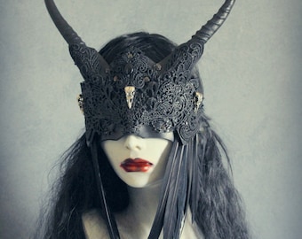 Veiled Raven Witch mask