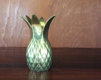 Vintage Brass Pineapple Vase-Pineapple Holder