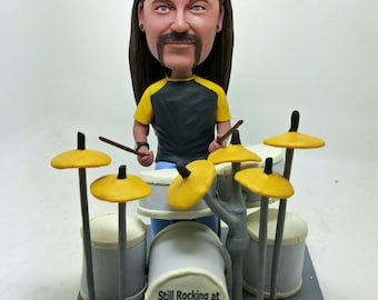 Drummer Personalized Bobble Head Figurine Boyfriend Gift Husband Gift Son Gift Drummer Birthday Cake Topper Father's Day Gift Drummer Gift