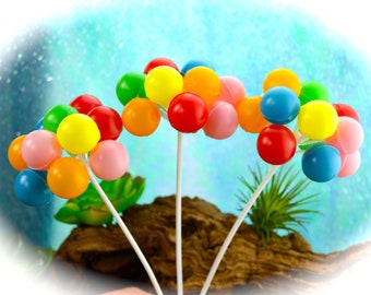 Miniature Balloons Pick ~ Terrarium Accessory ~ 3/4" Balloons ~ 6 Inch Pick with 12 Balloons in various colors ~ 1 Pick per Quantity ordered