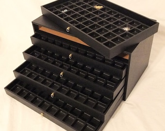 5 Drawer Multipurpose Bead And Gem Storage Case 250 Compartments Black Inserts