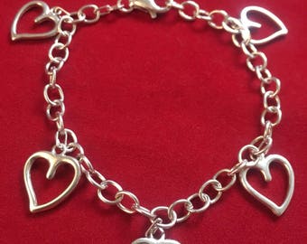 Vintage Sterling Silver Hearts Bracelet
