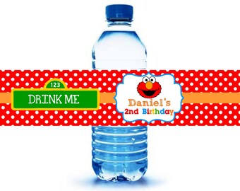 Elmo Water Bottle labels, Printable Elmo Water Bottle Labels, Sesame Street Birthday Party, Elmo Birthday Party, Digital Elmo Labels