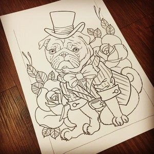 Pug coloring page | Etsy