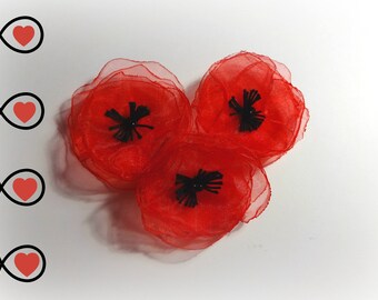 3 poppies Poppy 2 "organza flowers
