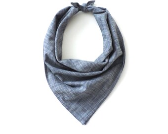 Chambray Bandana Square Scarf Cotton Blue 20"