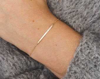 Extra Dainty Gift - Personalized Initial Bracelet - Delicate, Tiny Letters - Minimal Bar Bracelet • Gold, Silver or Rose Gold - LB120_30