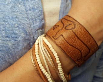 Leather Cuff - Dachsund