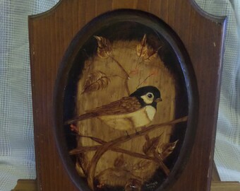 Vintage print Robin on a tree twig by Duffield