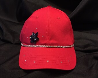Bling Sparkle Embellished Red Hat