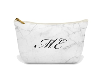 Personalised Makeup Bag, Custom Makeup Bag, your name on a bag, Zipper Pouch, Marble Makeup bag, Cosmetic bag, beauty bag, Frazzleflorrie