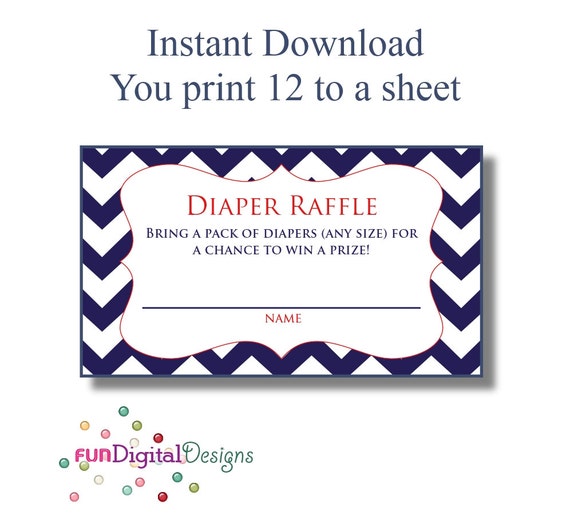 diaper raffle tickets printable digital file diy for your