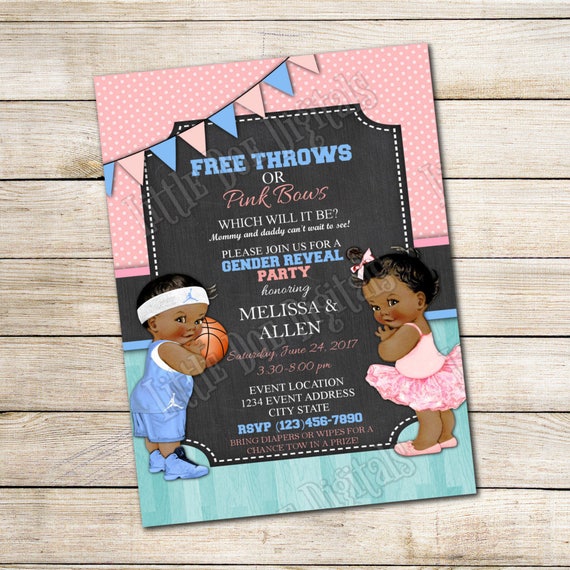 Personalized Free Throws or Pink Bows Gender Reveal Party