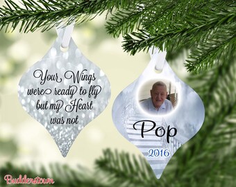 Your Wings Were Ready to Fly....Memorial Ornament - Free Shipping - Personalized, Photo ornament, memorial