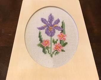 Wooden Keepsake Box with Embroidered Floral Top