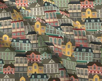City Buildings Fabric - City Life By Juliabadeeva - City Buildings Homes Cotton Fabric By The Yard With Spoonflower