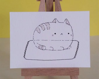 Ghost cat-cute hand drawn illustration pen and marker on watercolour paper
