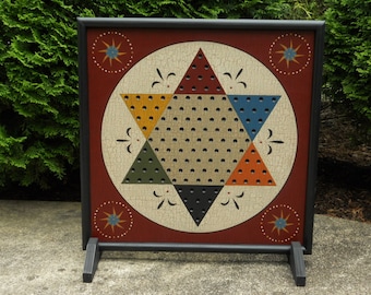 19", Chinese Checkers, Game Board, Folk Art, Wood, Game Boards, Primitive, Wooden, Board Game