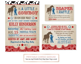 Cowboy Baby Shower Invitation, Cowboy Baby Shower, Western Baby Shower, Rustic Baby Shower Invitation, Printable jpeg pdf