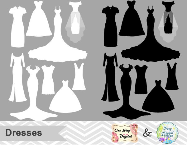 Digital Wedding Dress Clip Art Silhouette Clipart Digital Wedding Dress Clip Art Silhouette Clipart