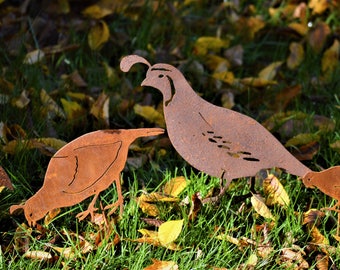California Quail Garden Stake | Metal Garden Stake | Wild Bird Art | Metal Bird Art | Metal Bird Stake | Rusty Metal Quail Art | Quail |S902